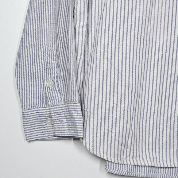 American Eagle Striped Button-Up Shirt Blue White Cotton Blend Women's M - Picture 5 of 8